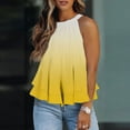 thumbnail image 2 of JINMGG Tank Tops for Women under $5,Women's Halter Neck Tank Tops Floral Sleeveless Shirt Pleated Casual Camisole Yellow L, 2 of 5