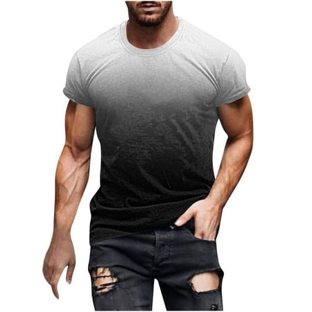LbsKUS Men s Rash Guard Swim Shirt Gradient Color Protection Sun Shirts Long Sleeve Fishing Shirt Workout Active Basic Tee Shirt Black M