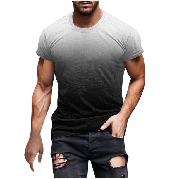 Camisetas de Manga Larga para Hombres Imprimir Camiseta de Cuello Redondo, Top de Manga Corta Casual para la Primavera Y el Verano
