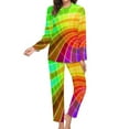 thumbnail image 3 of Bright Pajamas Female Unique Colorful Swirl Kawaii Nightwear Long Sleeve Leisure Pajama Sets Oversized Graphic Home Suit, 3 of 7