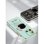Compatible with Xiaomi Redmi 12C Case for Women Men, Ultra Soft Xiaomi Redmi 12C Phone Case with Stand Silicone TPU Plating Cute Astronaut Pattern Cases Cover (Green)