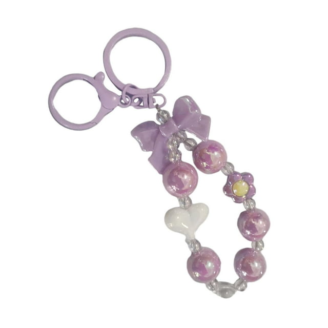 MERIGLARE Beaded Key Chain Car Key Pendant Decoration Beads Key Rings Party Favor Kids purple