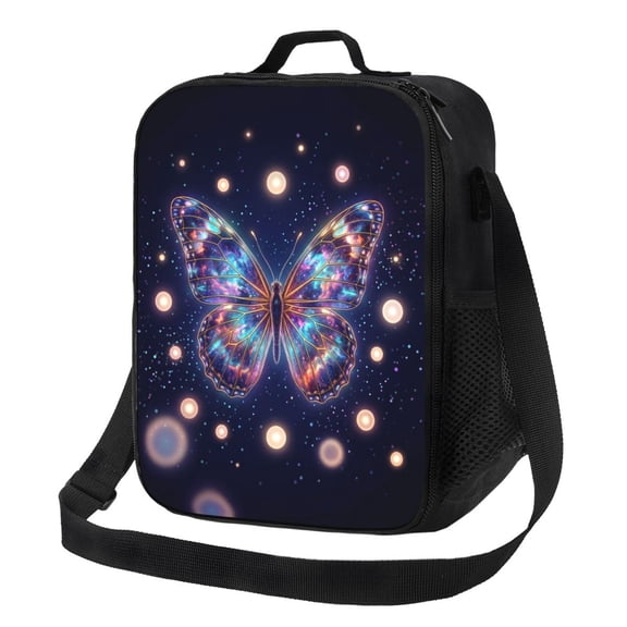 Butterfly Insulated Lunch Bag For Women Men Reusable Lunch Box Cooler Bag Large Leakproof Lunch Tote With Adjustable Shoulder Strap For Adult Work Picnic Camping Beach Office
