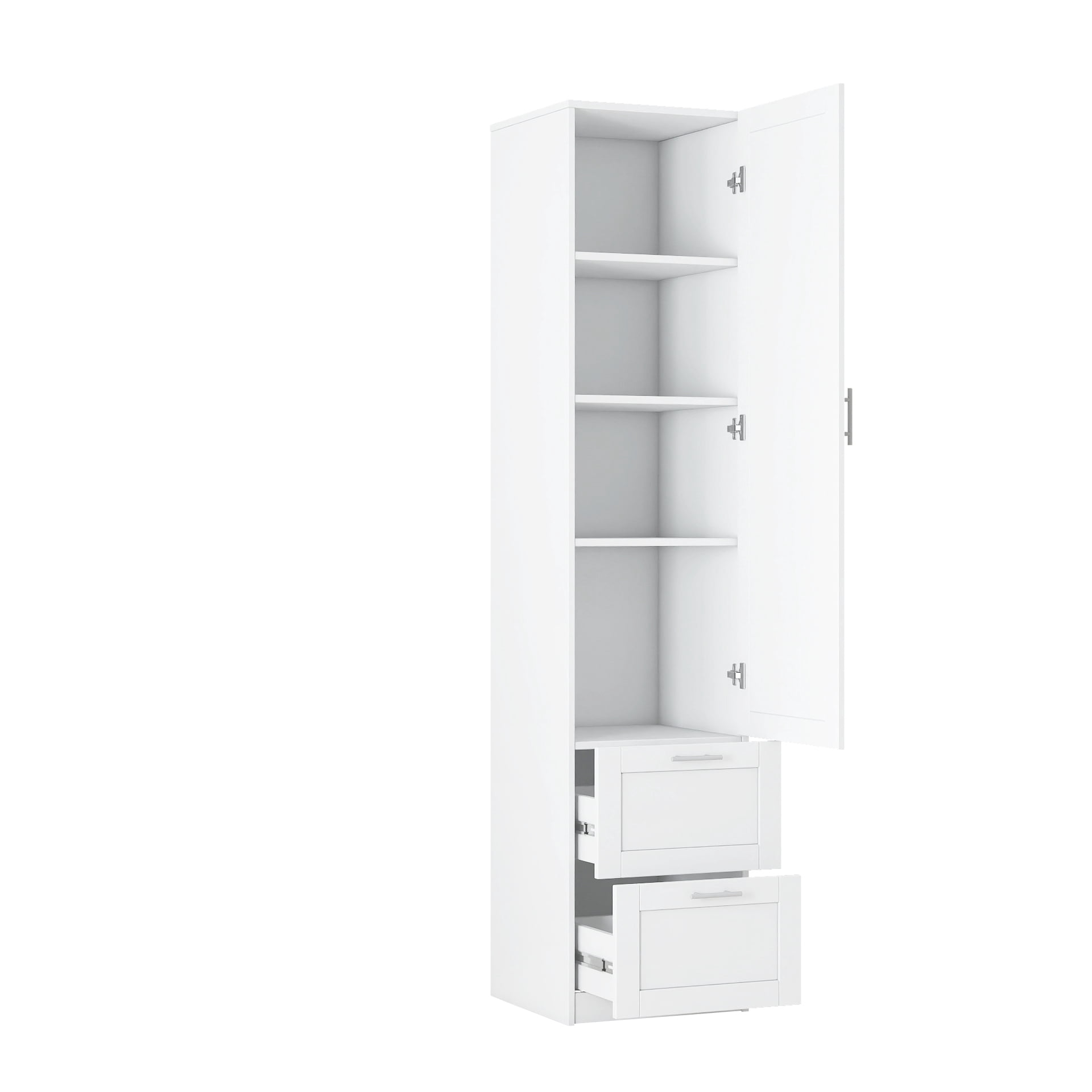 Leumius 71" Tall Kitchen Pantry Cabinet with 1 Doors and 2 Drawers,Freestanding Storage Cabinet for Kitchen,Dining Room,White