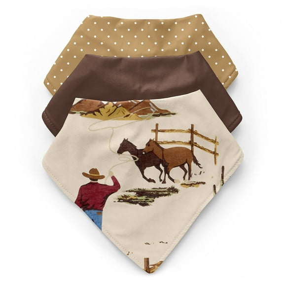 Baberos tipo bandana para bebé Sweet Jojo Designs, paquete de 3 unidades, western cowboy