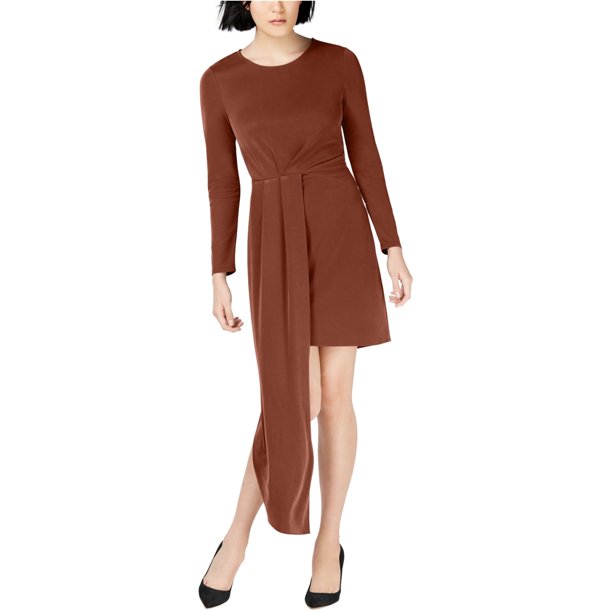 Bar III Vestido asimétrico sólido para mujer, Marrón, XX-Large bar III Asimétrico