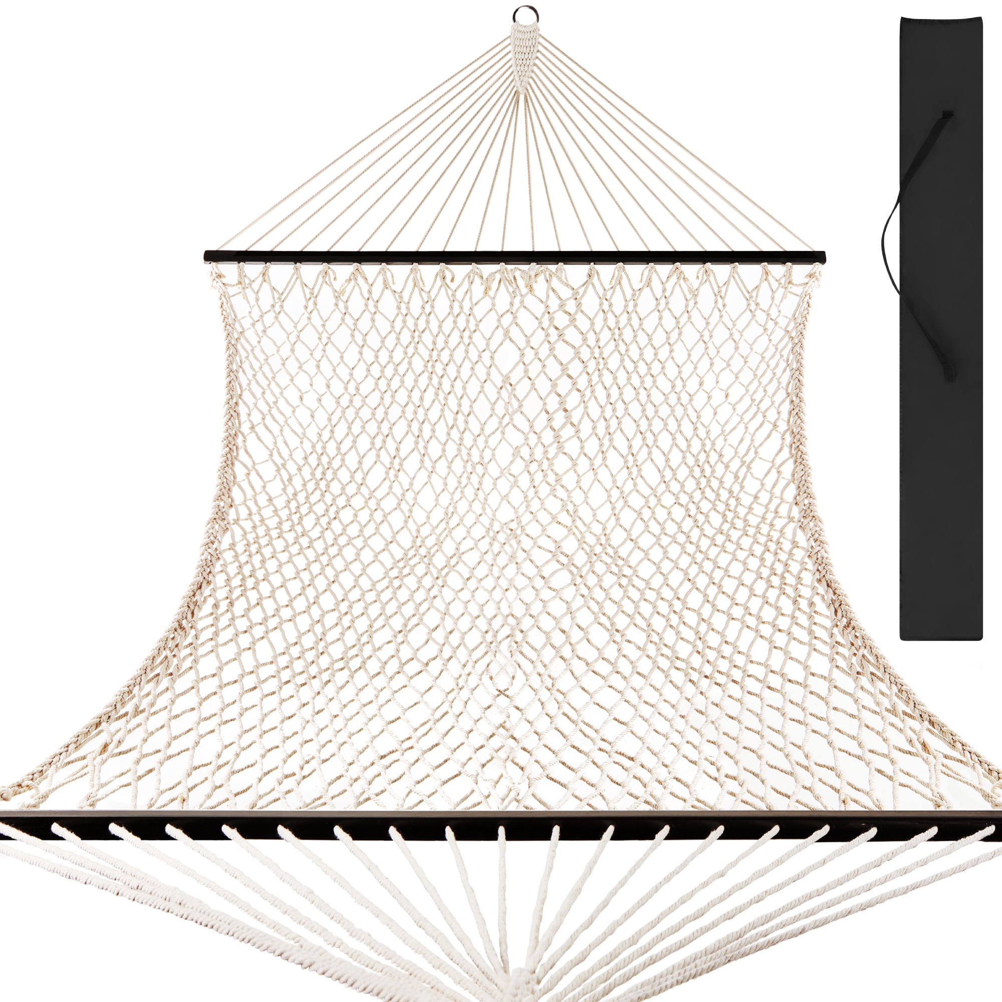Best Choice Products 2-Person Woven Cotton Rope Double Hammock for Backyard w/ Spreader Bars, Carrying Case