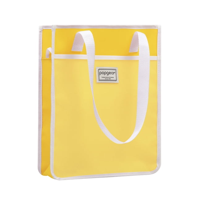 Bolsa Tote Popgear, Amarilla. Vertical con Asas Blancas