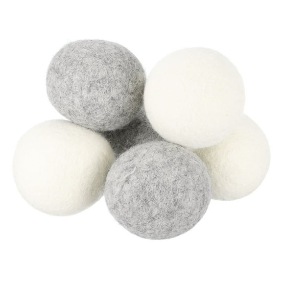 Uxcell 6 Packs Dryer Balls, 2.4 Inches Wool Dryer Balls for Dryer Laundry, White and Light Grey