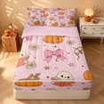 thumbnail image 2 of Homewish Halloween Spooky Animal Zipper Twin Comforter Sets with Fitted Sheet and 2 Pillowcases for Girls, Bow Pumpkin Star Zipper Bedding Set, Pink, Pink Reversible, 2 of 7