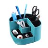 vpack 7 storage compartments multifunctional pu leather desk organizer card/pen/pencil/mobile phone/remote control holder office supplies desktop stationery storage box (peacock blue)