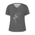 thumbnail image 3 of Tmtolofot 2024 Summer Flower Printed Tops for Womens Solid Color V Neck Short Sleeve Shirts Female Casual Loose Dressy Sweatshirts High Low Hem Tees for Leggings,3_Gray,Small, 3 of 3