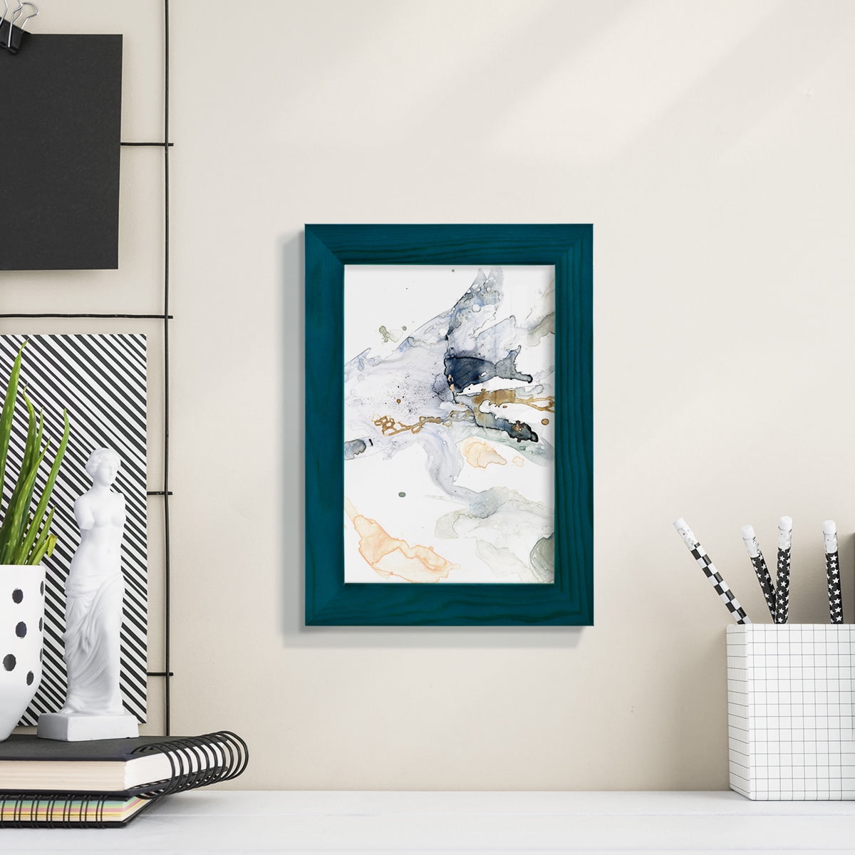Organic Interlace II -Framed Print w/glass-Ocean Blue