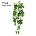 thumbnail image 1 of Guirnalda de rosas artificiales, simulación de flores, vid, decoración floral, colgante de pared, plástico, flor falsa, ratán, blanco Methold HA8441-01B, 1 of 6
