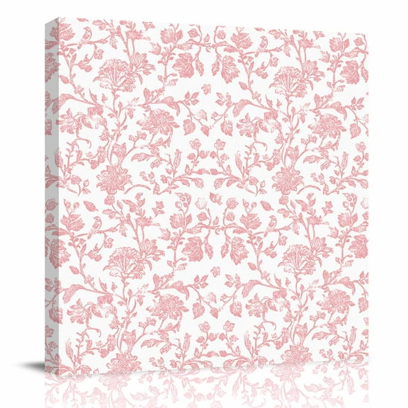 Canvas Print Wall Art Oil Paintings Watercolor Farm Pink Flower Plant Picture Prints Artwork for Living Room Kitchen Bathroom Bedroom,Stretched and Framed Ready to Hang,Rustic Botanical Leaves