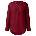 thumbnail image 4 of BLVB Women's Chiffon Blouse Roll-Up Sleeve V Neck Zipper Casual Solid Color Business Work Shirt Loose Tunic Top, 4 of 6