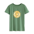 thumbnail image 3 of TWZH Women Sunflower Print Crew Neck Casual Simple Pullover Short Sleeve T-Shirt Tops, 3 of 6