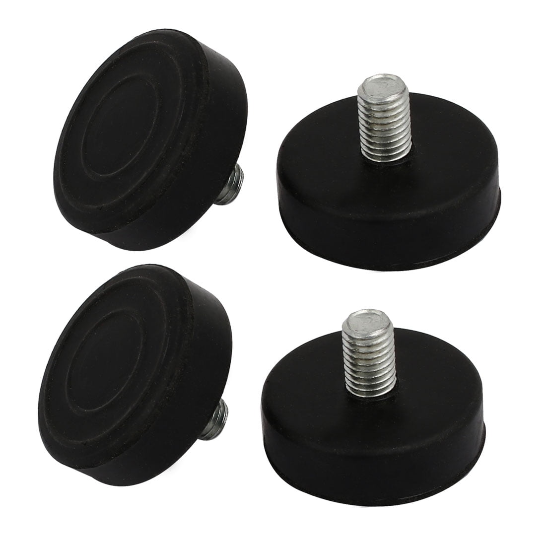 43mm Dia M10 Thread Rubber Round Base Adjustable Leveling Foot 4pcs