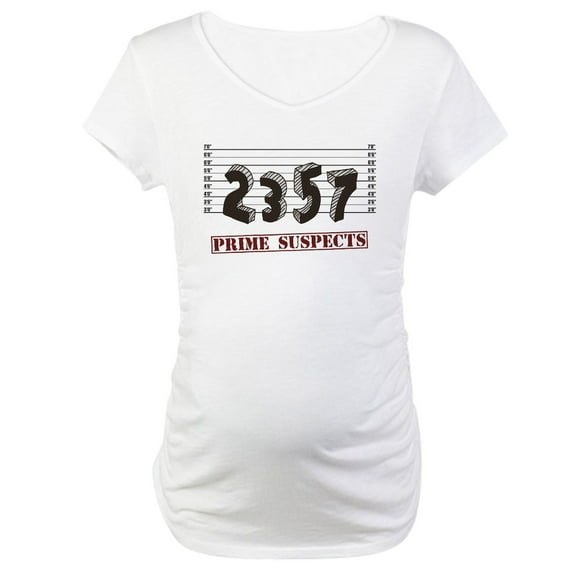 CafePress - The Prime Number Suspects Maternity T Shirt - Cotton Maternity T-shirt, Cute & Funny Pregnancy Tee