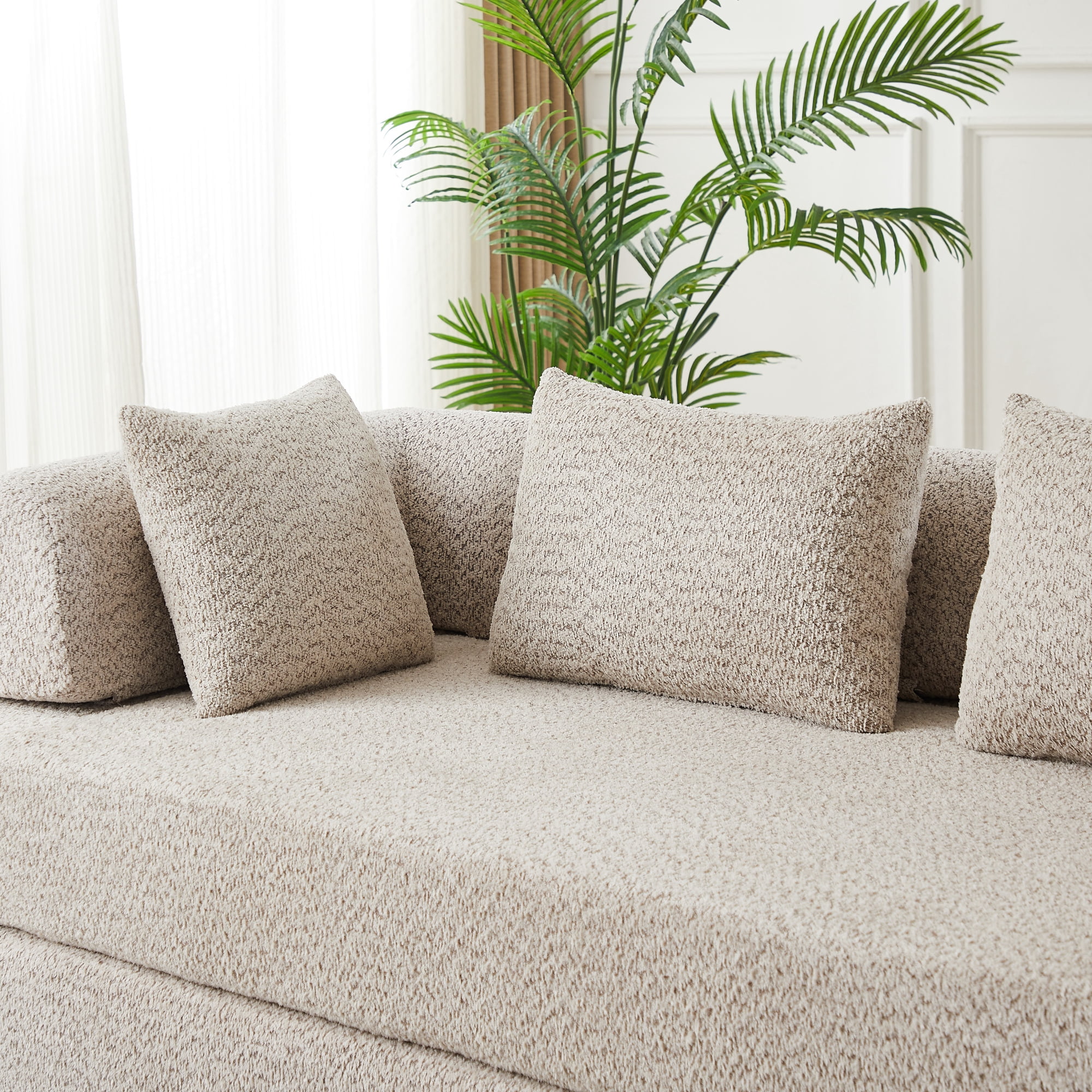 78.9inch Convertible Sleeper Sofa,Chenille Folding Mattress Sofa with DIY Removable Armrests,Floor Standing Lounge Sofa for Living Room Bedroom Small Space,khaki