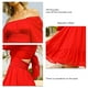 thumbnail image 5 of Vestido de mujer con manga media linterna y lazo en la espalda Mini vestido con hombros descubiertos y volantes para verano Rojo S, 5 of 6