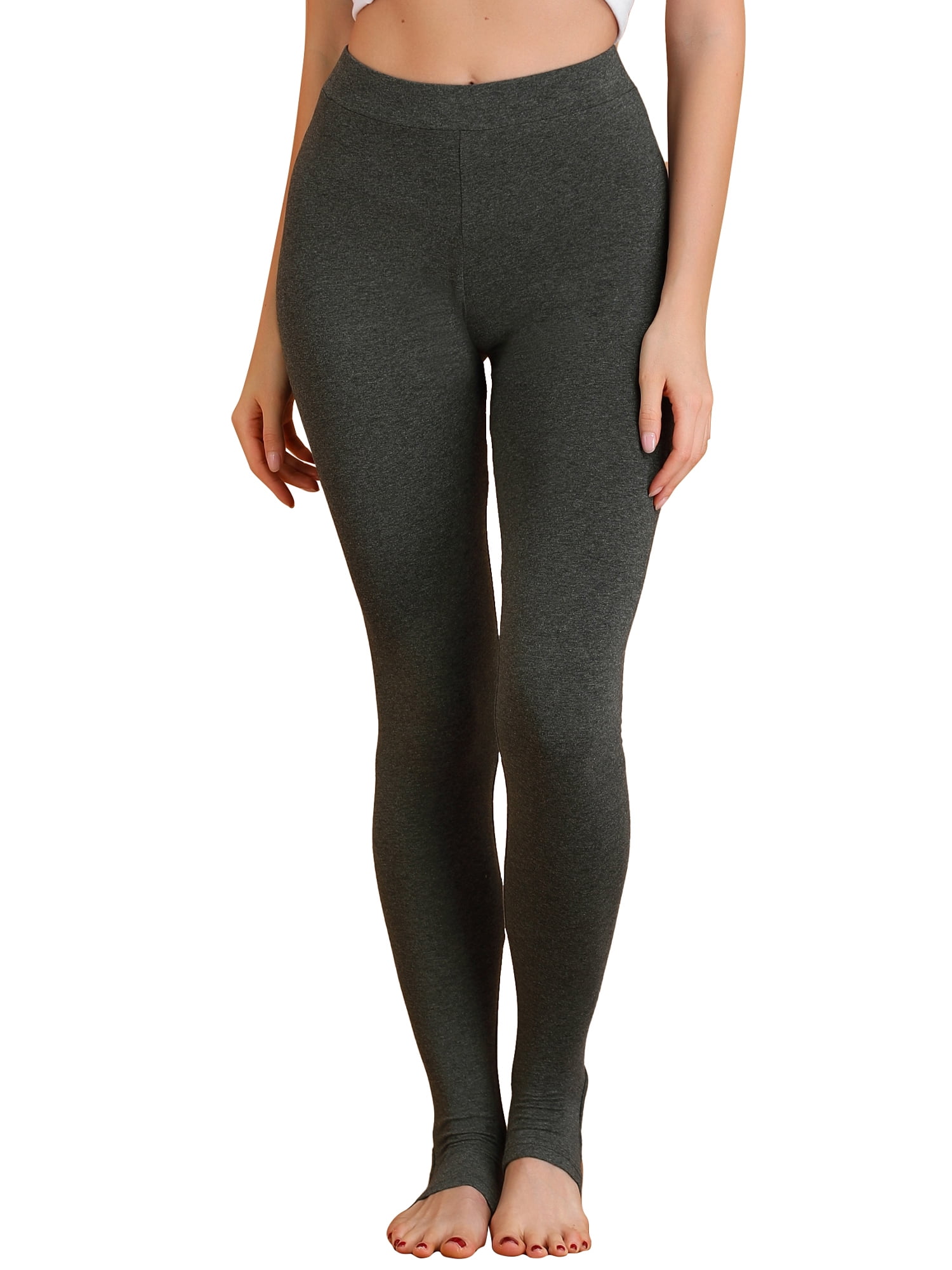 DARING DIVA Leggings Solid Color Elastic Waistband Stirrup Pants 3XL Dark Grey