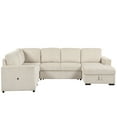 thumbnail image 6 of U-shaped Corduroy Combination Corner Sofa with Storage Lounge Chair, 6-seater Oversized Sofa, With USB interfaces, Suitable for Living Room, Office, and Spacious Space WQ-367, 6 of 9