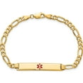 thumbnail image 4 of 14K Yellow Gold Semi-Solid Medical Polished Red Enamel Figaro Id Bracelet (8 X 6.5) Made In United States xm563cr-8, 4 of 5