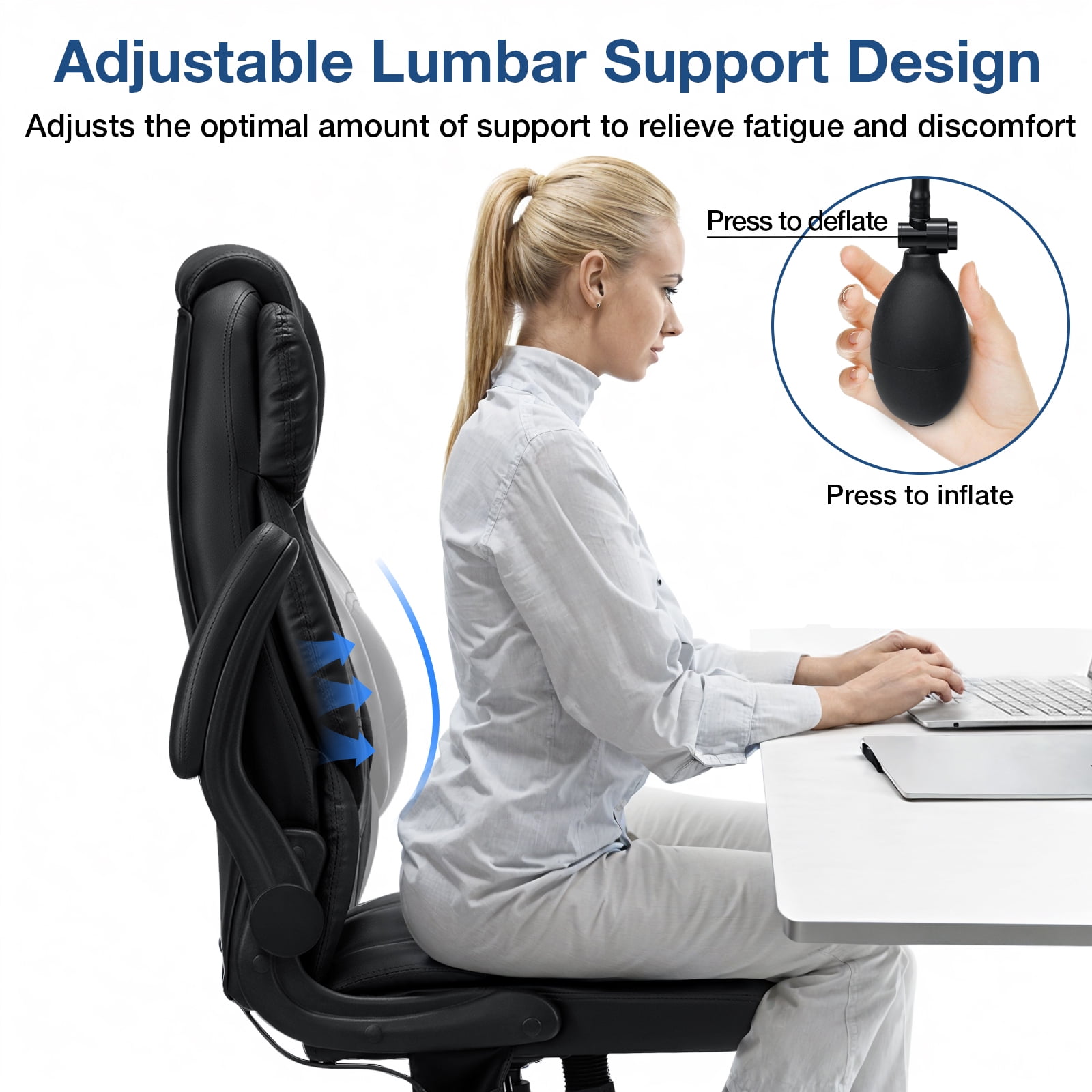 Hoffree Big and Tall Office Chair, 500LBS Executive Desk Chair with Adjustable Lumbar Support Ergonomic Computer Leather Chair with Padded Flip up Arms and Spring Cushion for Home Office