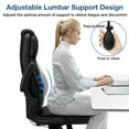 thumbnail image 4 of Hoffree Big and Tall Office Chair, 500LBS Executive Desk Chair with Adjustable Lumbar Support Ergonomic Computer Leather Chair with Padded Flip up Arms and Spring Cushion for Home Office, 4 of 13