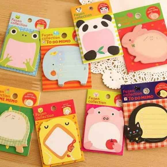 Sticky Notes 8-Packs Self Sticky Notes in Different Shapes Creative Self-Stick Notes Colorful Super Sticky Notes Memo Notes for Students Home Office -Easy Post and Use (Animal)