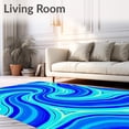 thumbnail image 2 of ODIKA 4'x6' Machine Washable Non-Slip Area Rug, Swirling Ocean Wave Abstract with Flowing Tie Dye Motifs High Traffic Rug with Pad, Blue, 553898, 2 of 8