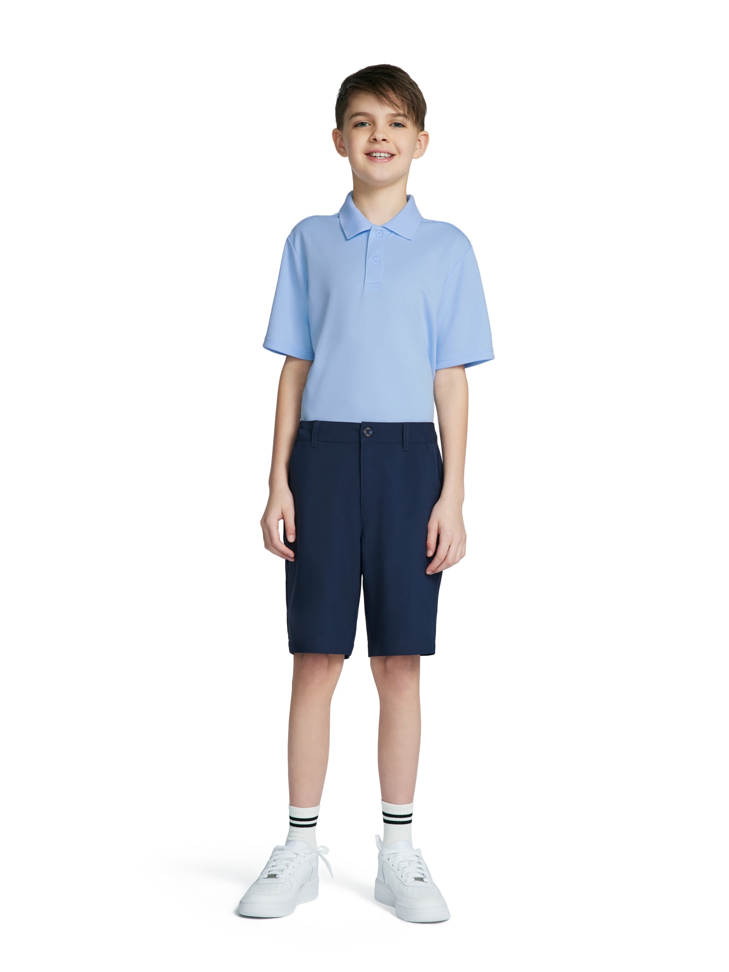 Wonder Nation Boys School Uniform Short Sleeve Performance Polo Shirt, 2-Pack, Sizes 4-18 & Husky