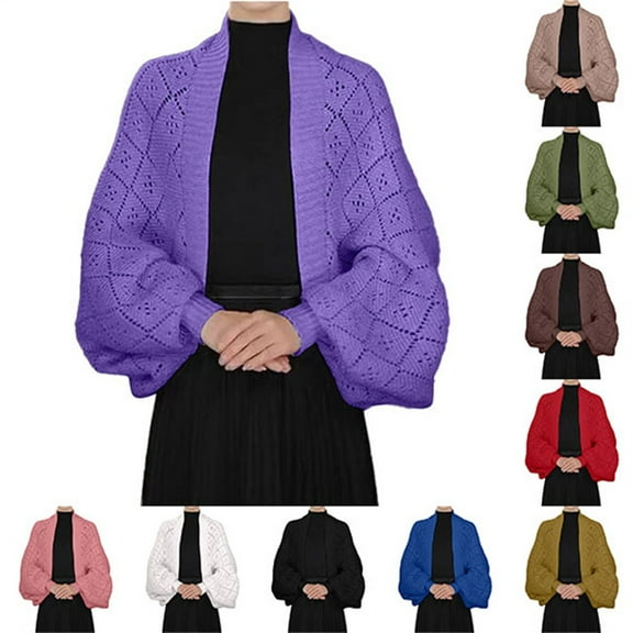 Women's Fashion Hollow Out Knitted Shawl Coat Wrap Cardigan For Layering