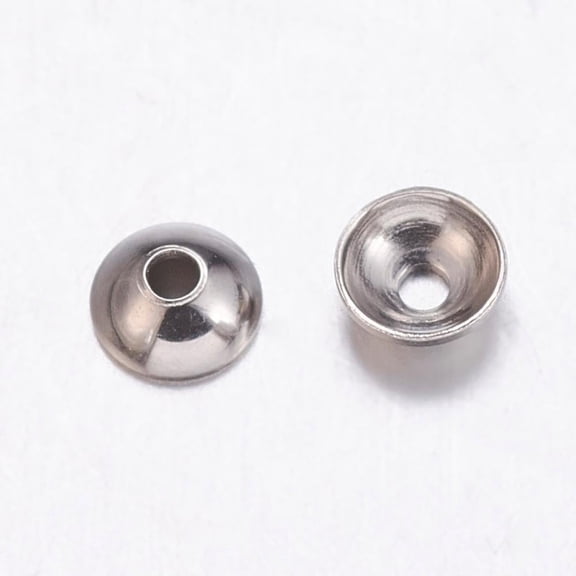 1000pc Resistant 304 Stainless Steel Bead Caps Apetalous Stainless Steel Color 6mm Hole: 0.8mm
