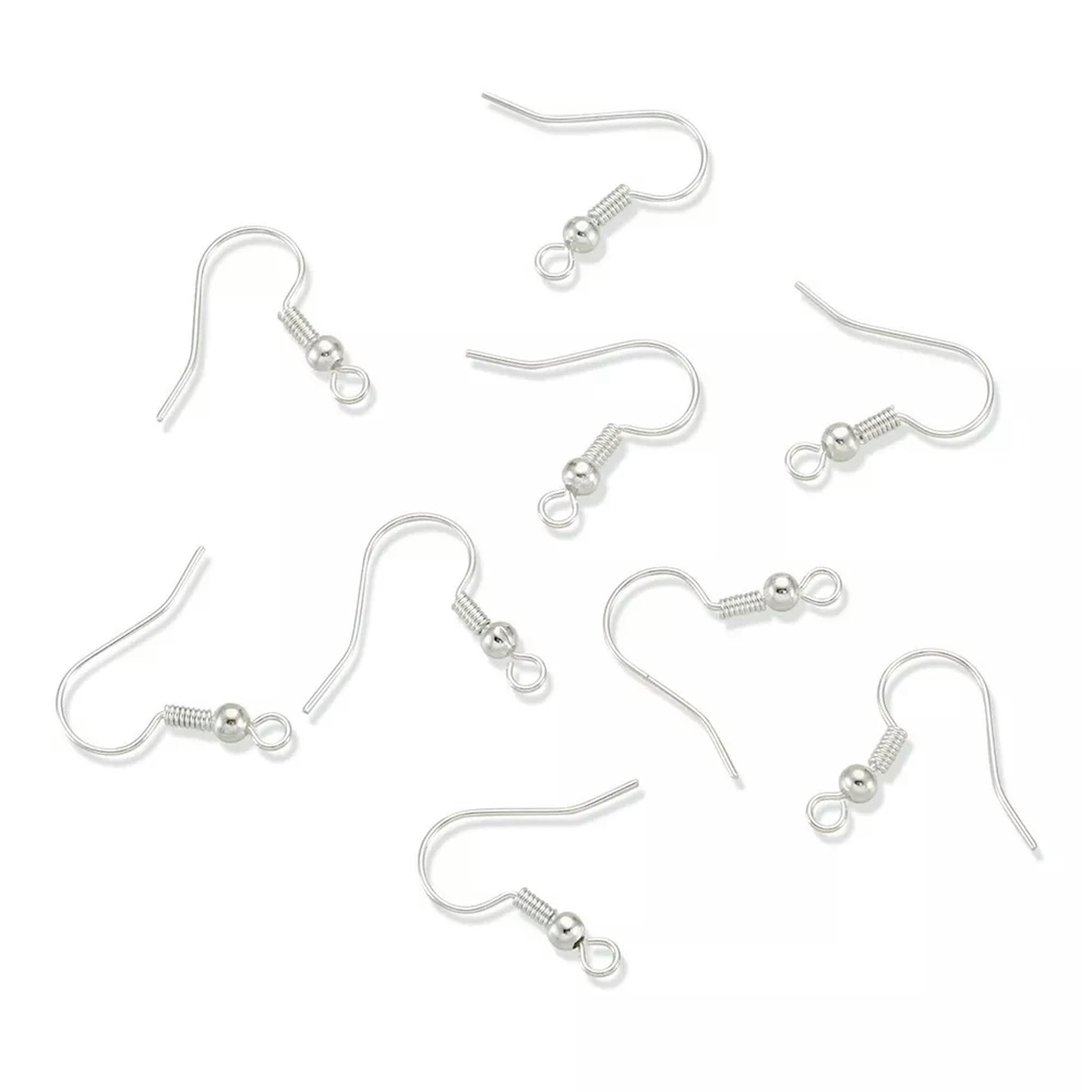 U8MO 2000 Silver Tone Brass Earring Hooks Ball End Hang Loop Earwire Nickel Free 19mm