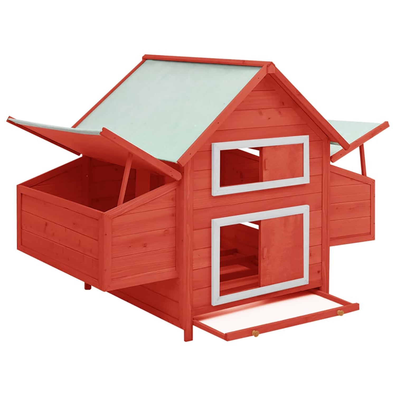 Pefilos 59.8" Wooden Rabbit Hutch Outdoor for Water-Resistant Roofs, Rabbit Cages for Indoor, Large Hen House with Nest Boxes, Red Pefilos 59.8" Wooden Rabbit Hutch Outdoor for Water-Resistant Roofs, Rabbit Cages for Indoor, Large Hen House with Nest Boxes, Red
