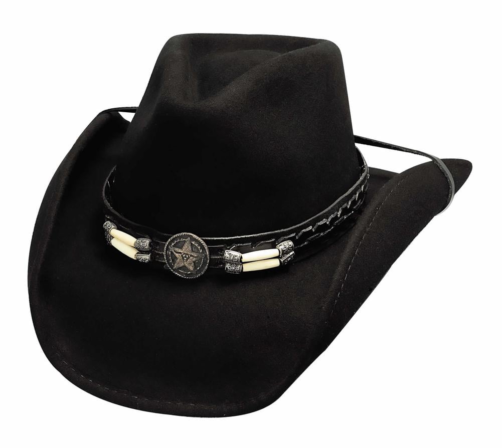 black flat brim cowboy hat