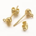 thumbnail image 2 of Brass Post Earring Findings with Loop Nickel Free Golden 15x6mm Hole: 1mm Pin: 0.8mm Ball: 4mm, 2 of 2
