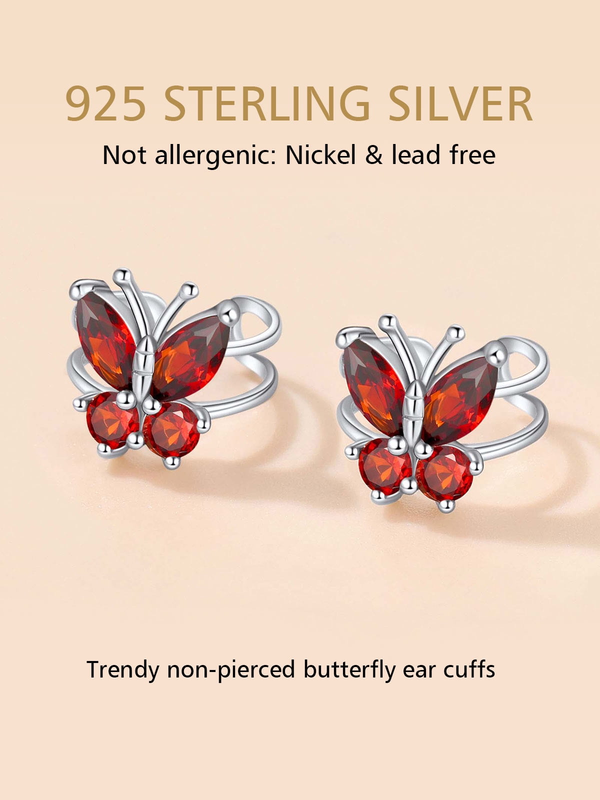 FindChic Women Clip-on Butterfly Earring June Synthetic Alexandrite Birthstone Earrings Sterling Silver Jewelry for Birthday Christmas