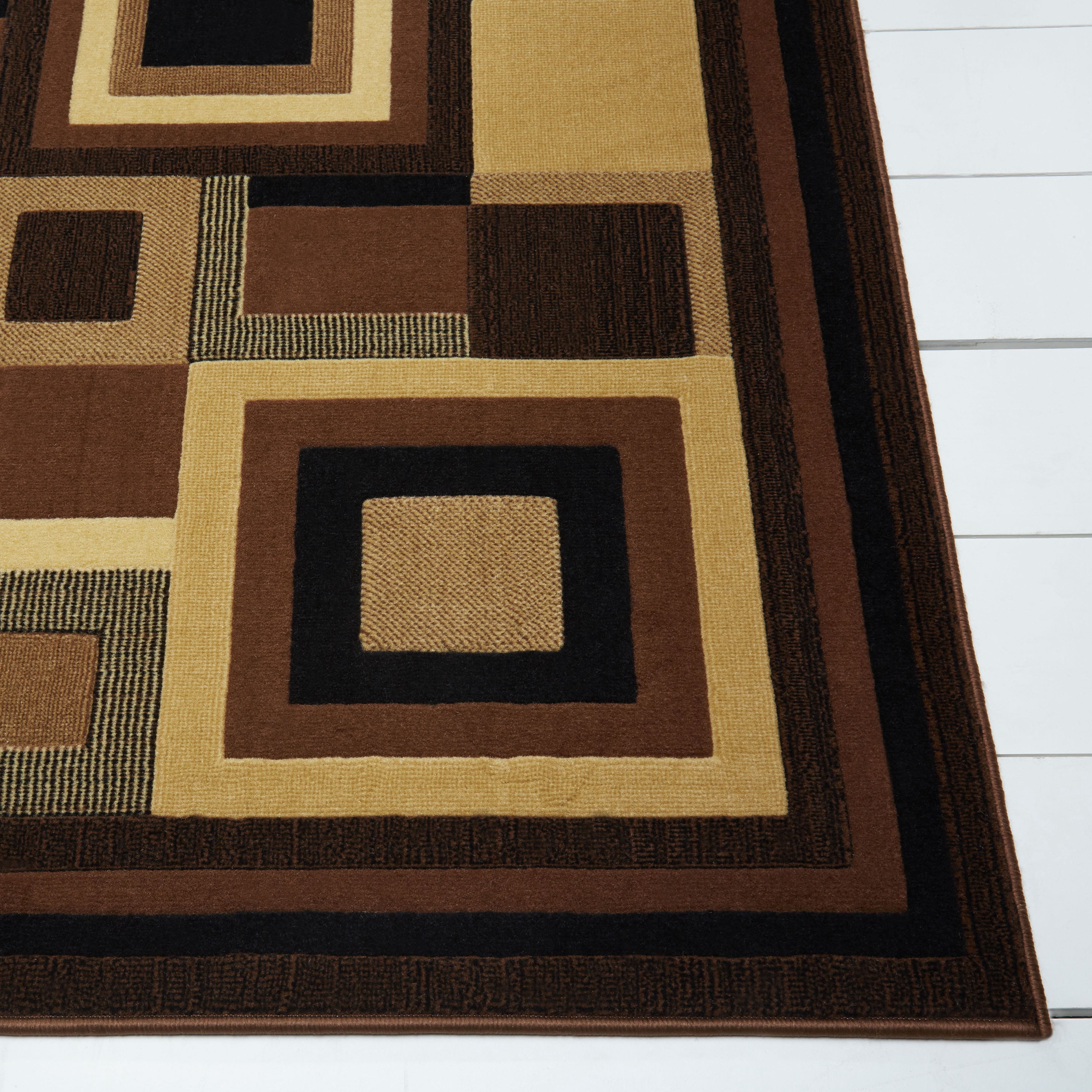Home Dynamix Catalina Virginia Contemporary Layered Square Area Rug, Black/Brown, 19.6"x31.5"