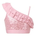 thumbnail image 1 of vastwit Girls Sequin Ruffled Ballet Dance Crop Top Performance Costume One Shoulder Modern Jazz Cami Tank Tops Pink 8, 1 of 7
