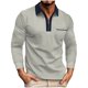 thumbnail image 1 of pstuiky Camisas suaves de manga larga para hombre, Camisa de manga larga con cuello abatible y bolsillos con bloqueo de color y cremallera para hombre Tops casuales para hombres m, 1 of 2