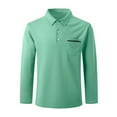 thumbnail image 3 of QATAINLAV Men's Big and Tall Golf Shirts Fashion Button Up Collared Polos Shirts Classic Long Sleeve Shirts 2024 Fall Winter Work Tops with Pocket Green XXXL, 3 of 6