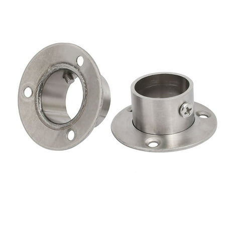 1 Pair Stainless Steel Closet Pole Socket Rob Support Flange