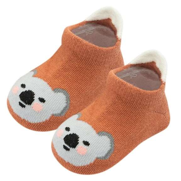 Odeerbi Non-Slip Slipper Socks for Baby Infant Boys Girls Thermal Cotton Prewalker Walking Shoes Infant Kids Solid Color Keep Warm Soft Indoor Socks