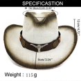 thumbnail image 2 of Trendy Sunshade Straw Hat with Belt Bull for Head Straw Hat Spray Paint Cowboy Hat Wide Brim Sunhat for Couples Boys Gir, 2 of 4