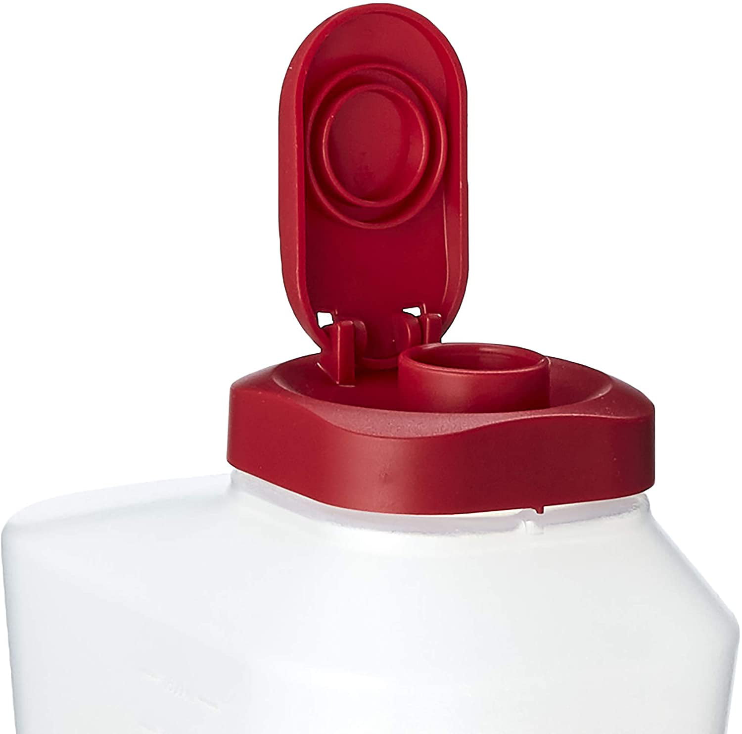 Tighten Square Cap with snap Lock Cap clear and red Fоur Paсk, clear and red Goodcook 1 quart mixing easy pour bottle with measurments rounded grip 