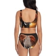 thumbnail image 3 of Kdxio Elephant Sunset in Kenya Print Women's 2 Piece High Waisted Wrap Spaghetti Strap Summer Swimsuit Bikini Set-Medium, 3 of 7