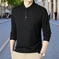 thumbnail image 5 of Polos for Men Long Sleeve Button Tee Shirts Lightweight Black Men Fashion Tops, 5 of 6